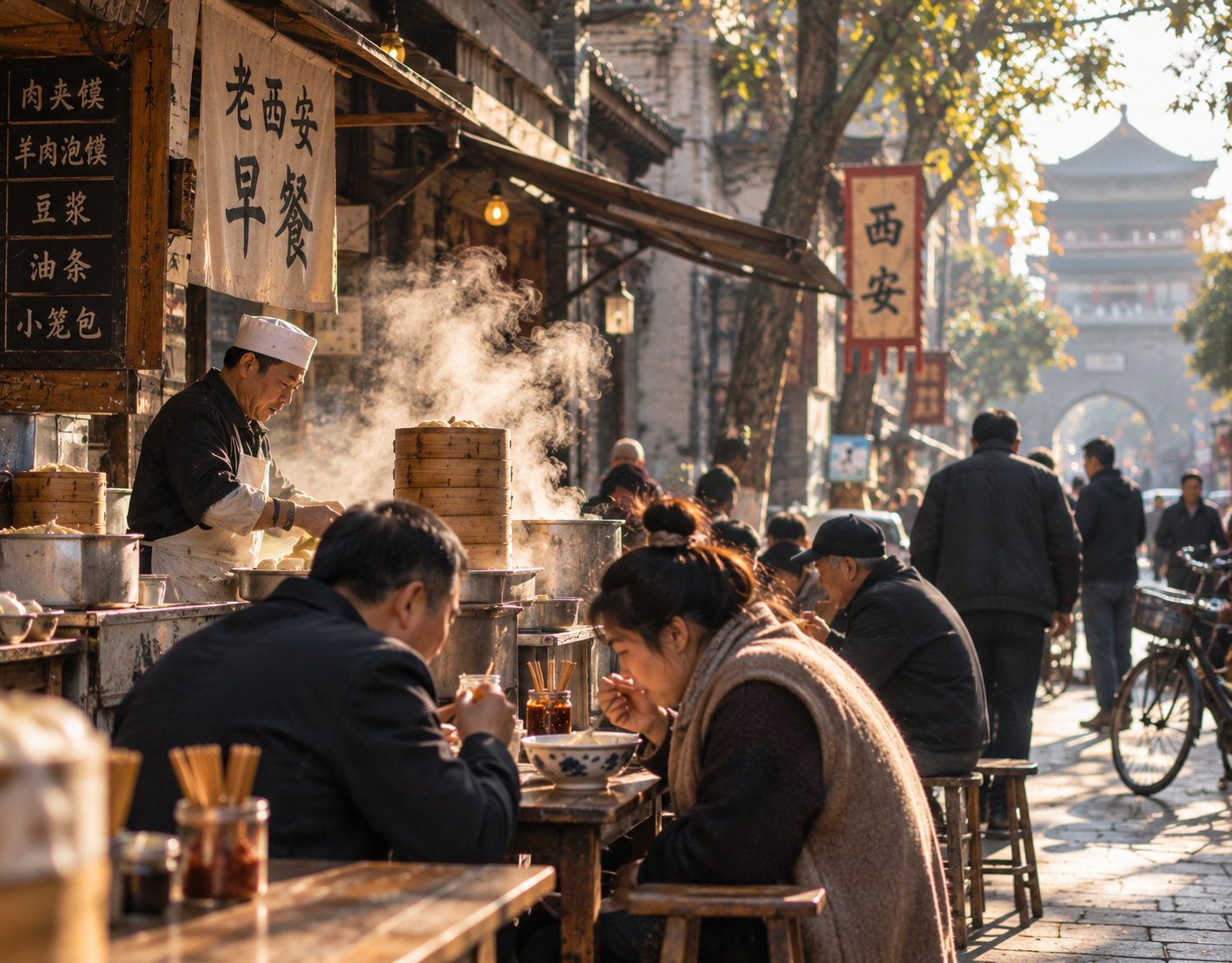 A neighborhood breakfast in China